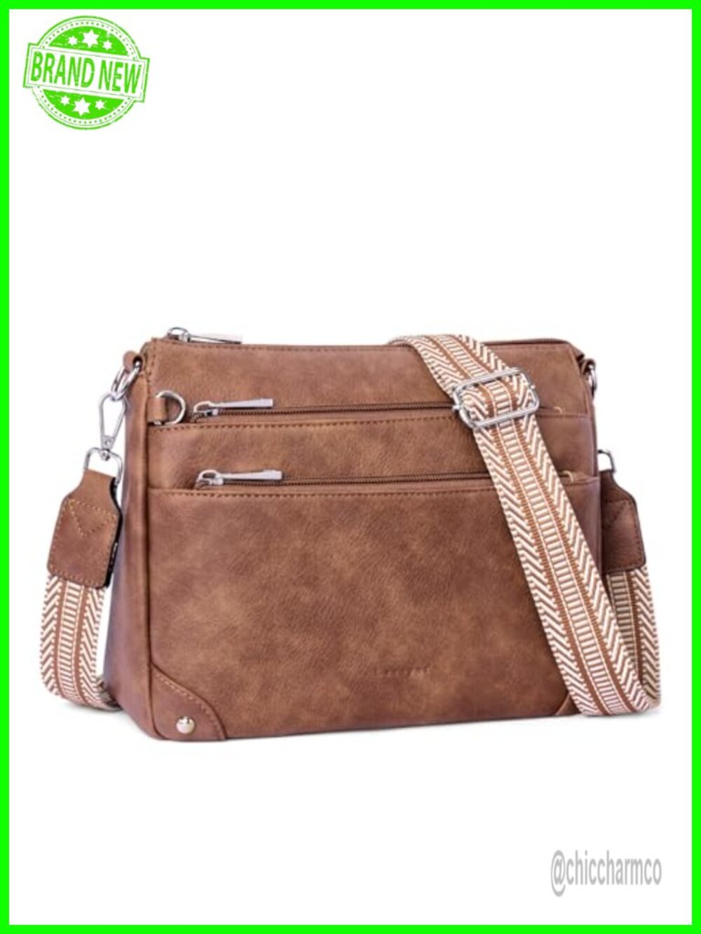 RFID Vegan Leather Crossbody Bag Medium Multi Pocket Purse